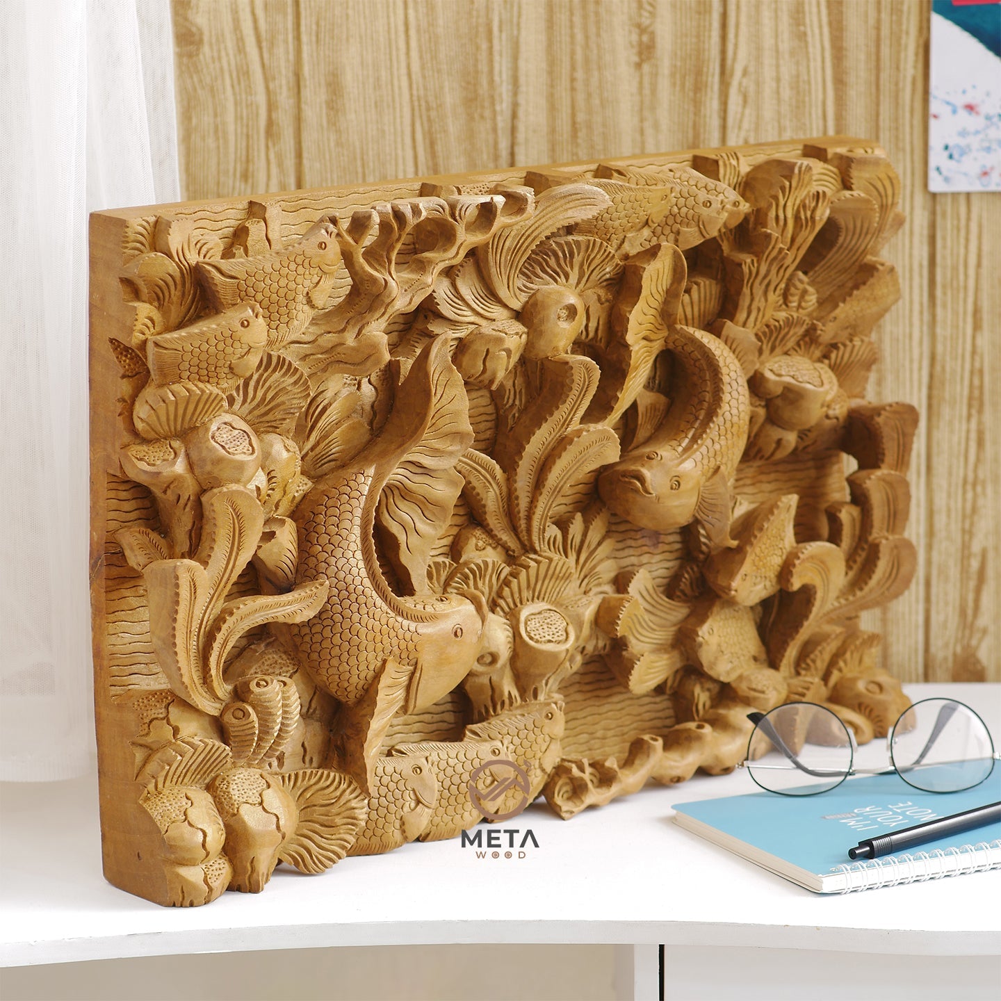 Balinese Carving Art : Bali Marine Life - Meta Wood - Dark Brown Stained