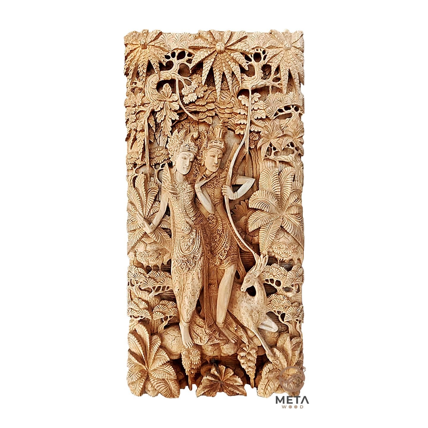 Balinese Carving Art : Rama and Sita - Meta Wood - Dark Brown Stained