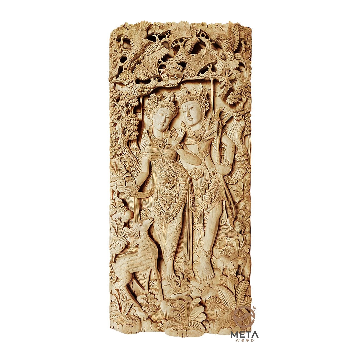 Balinese Carving Art : Rama and Sita - Meta Wood - Dark Brown Stained