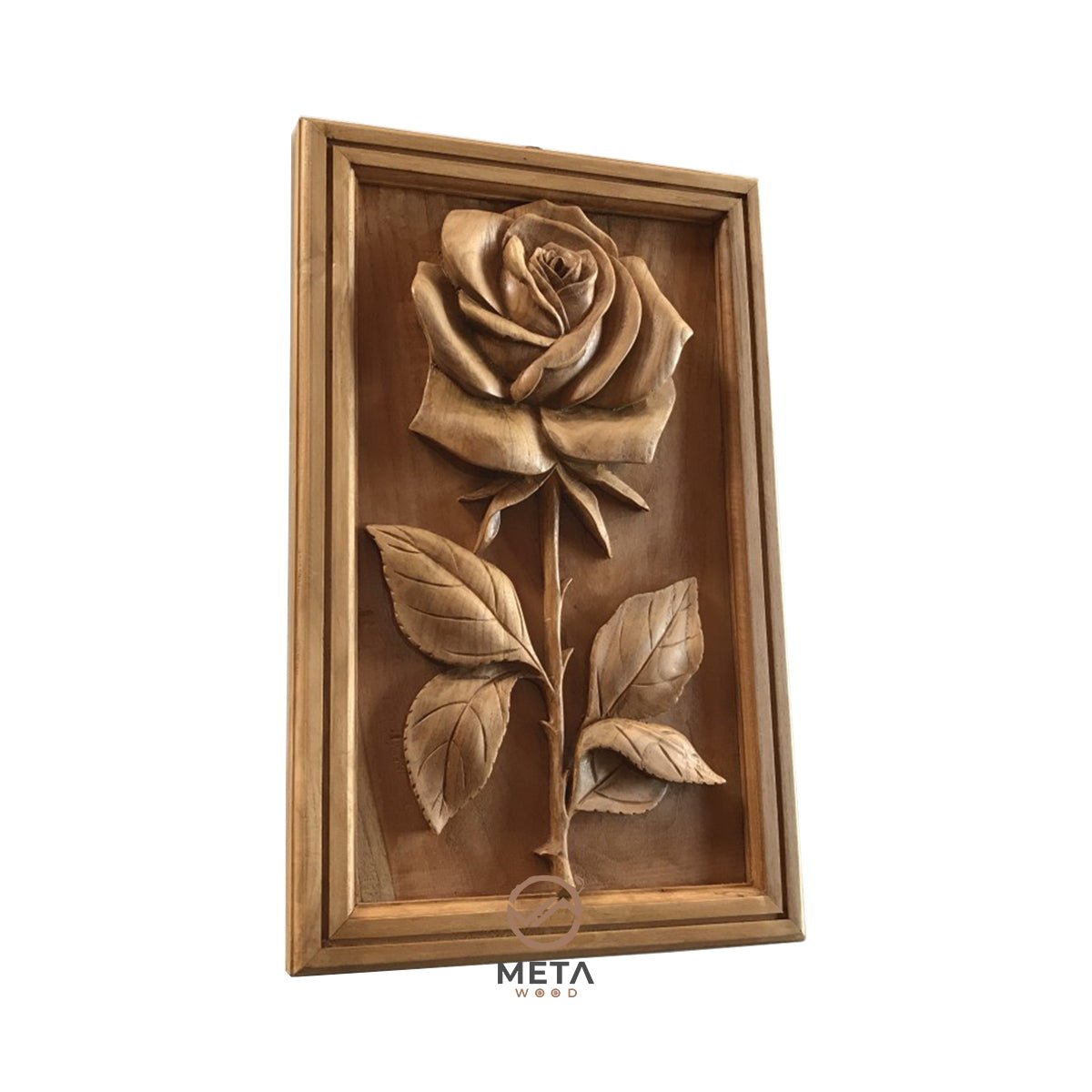 Floral Carving : Rose Flower (25x40cm) - Meta Wood -