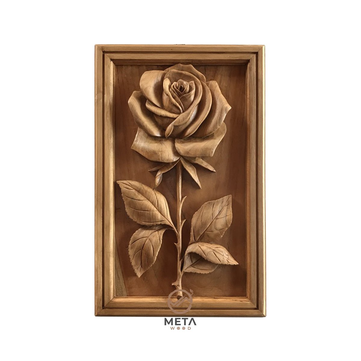 Floral Carving : Rose Flower (25x40cm) - Meta Wood -