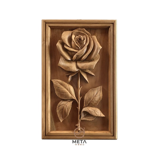 Floral Carving : Rose Flower (25x40cm) - Meta Wood -