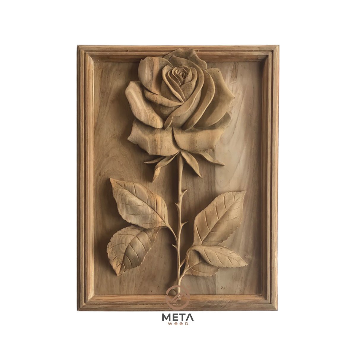 Floral Carving : Rose Flower (30x40cm) - Meta Wood -