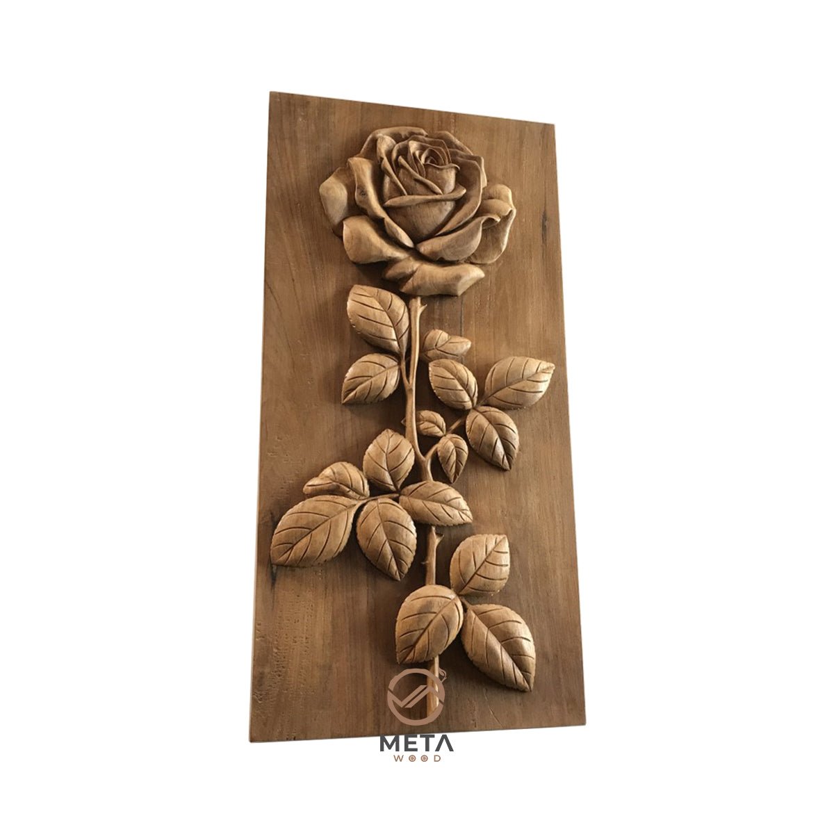 Floral Carving : Rose Flower (30x60cm) - Meta Wood -