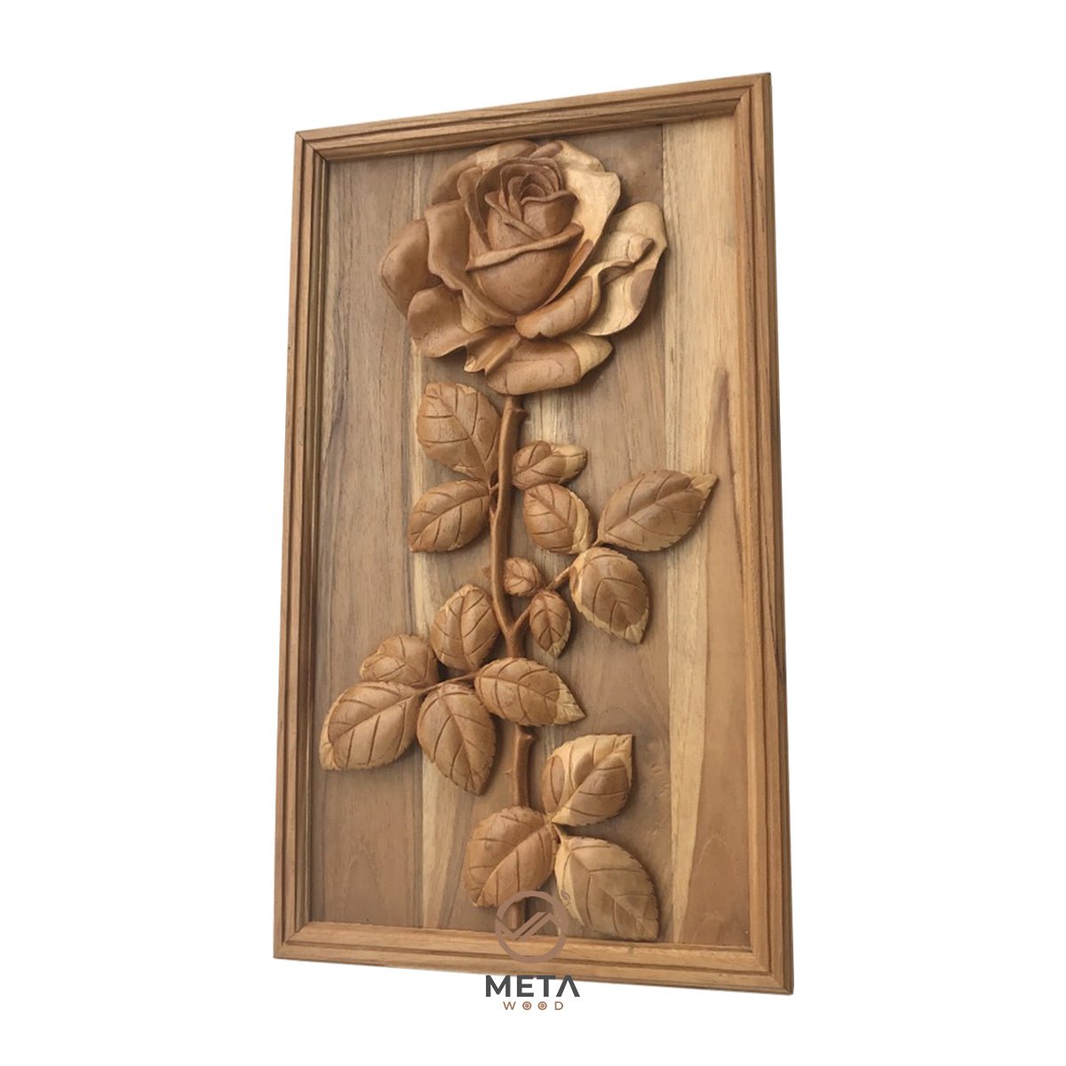 Floral Carving : Rose Flower (35x65cm) - Meta Wood -