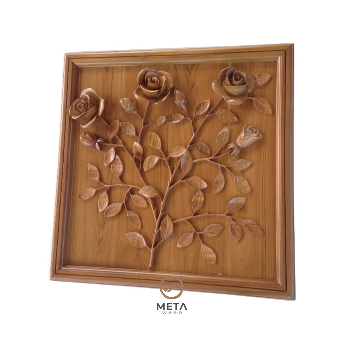 Floral Carving : Roses Flower (60x60cm) - Meta Wood -