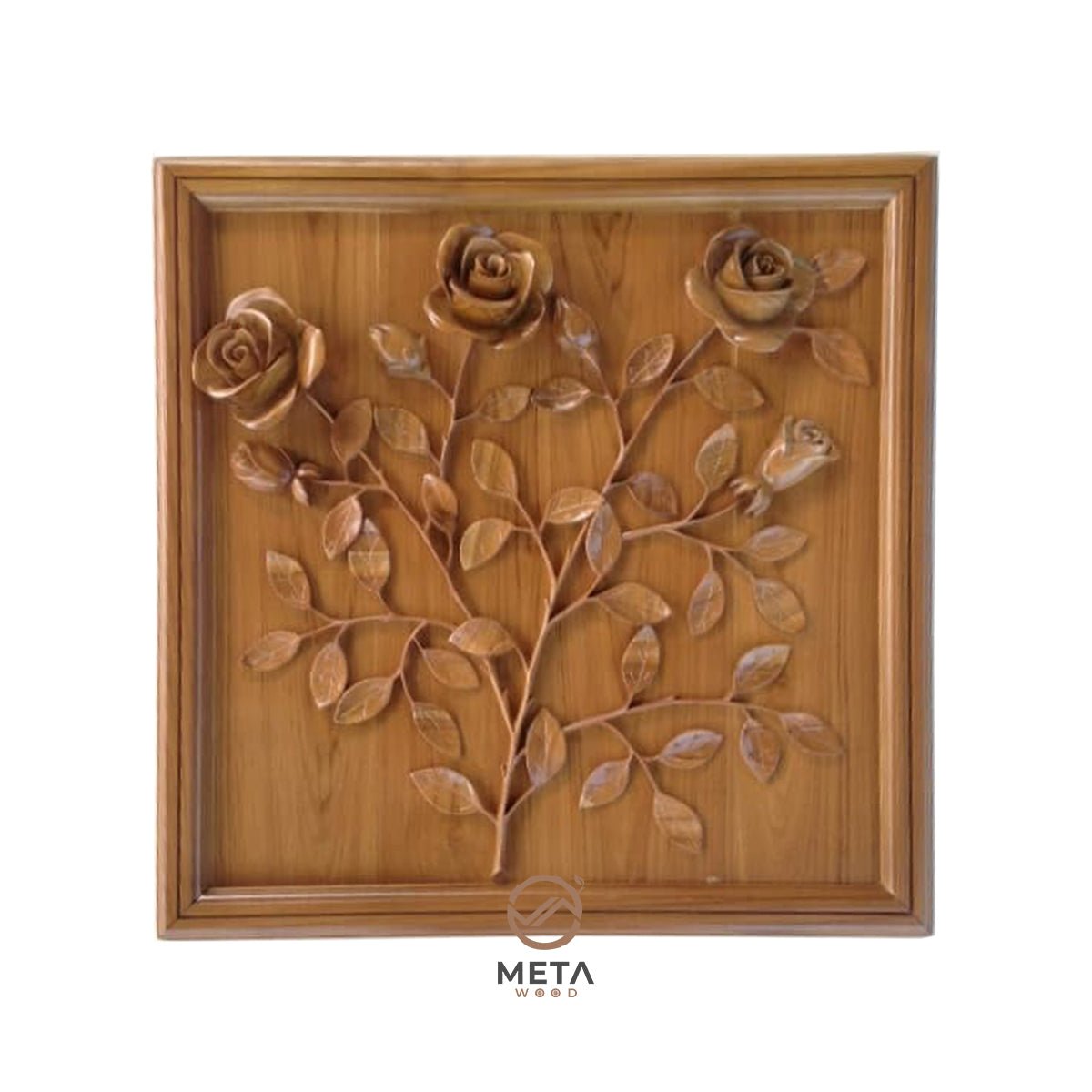 Floral Carving : Roses Flower (60x60cm) - Meta Wood -