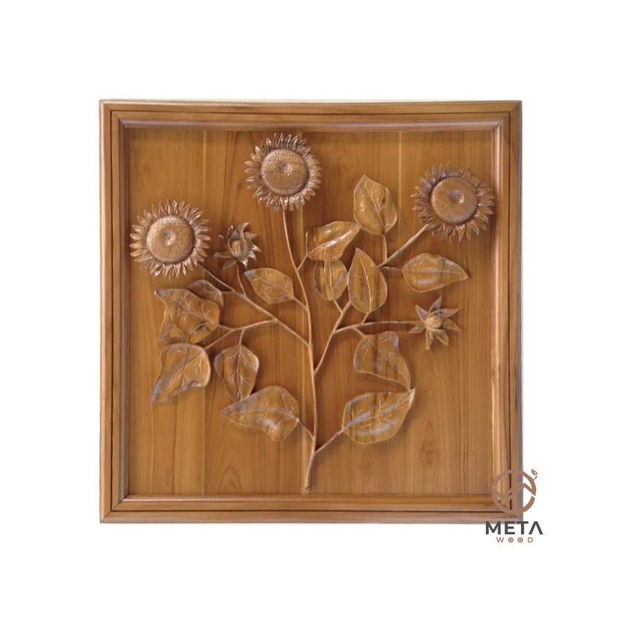 Floral Carving : Sunflowers (60x60cm) - Meta Wood -
