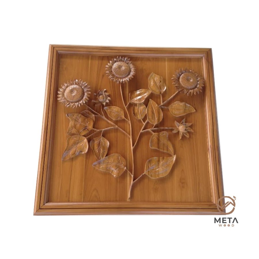Floral Carving : Sunflowers (60x60cm) - Meta Wood -