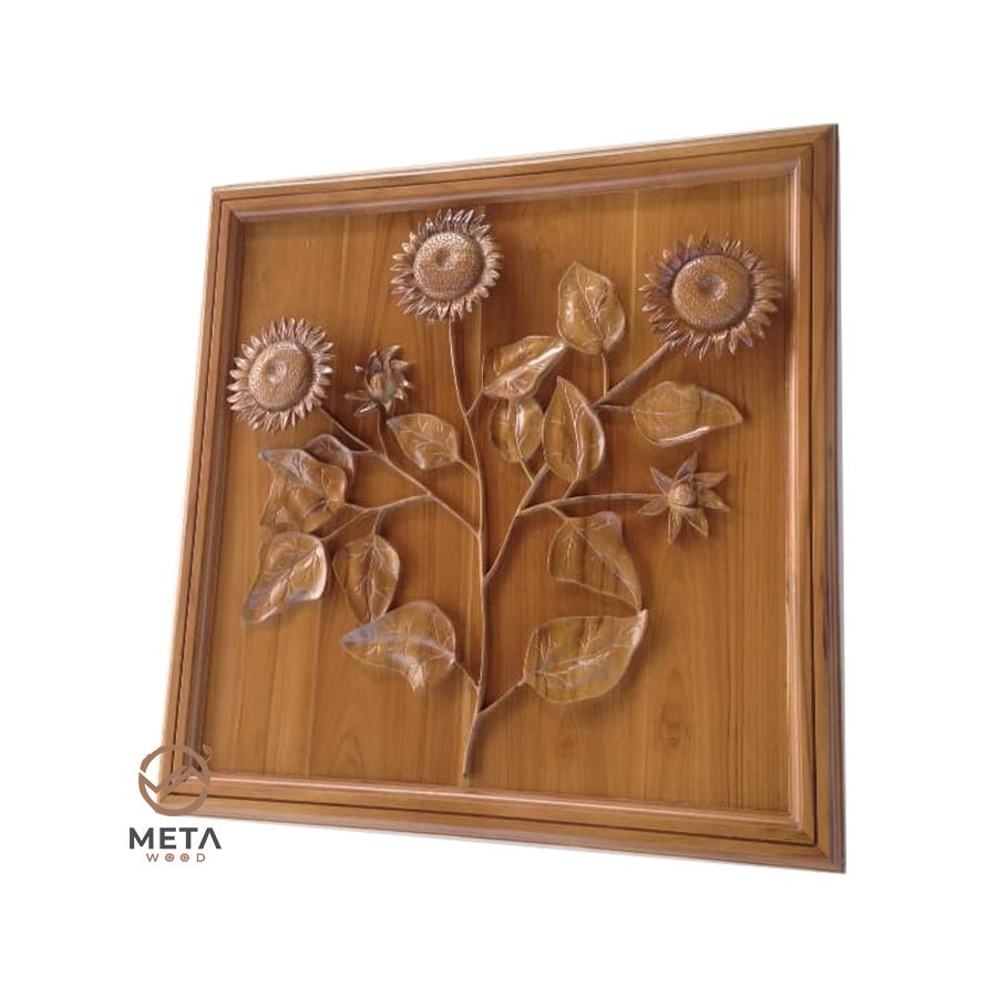 Floral Carving : Sunflowers (60x60cm) - Meta Wood -
