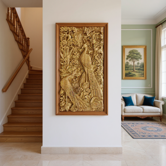 Balinese Carving Art : A Pair of Peacock