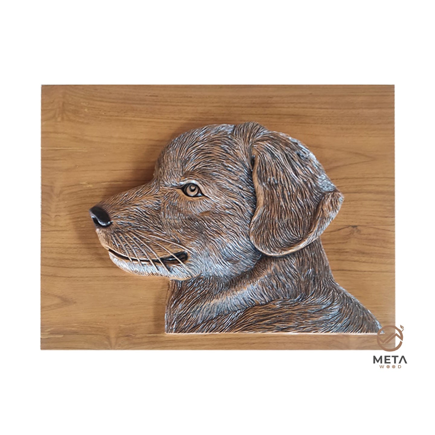 Personalized Pet Portrait Carving, Realistic Portrait - Meta Wood - Size 1 - 7.8" W x 11.8" H Inches (20cm x 30 cm)