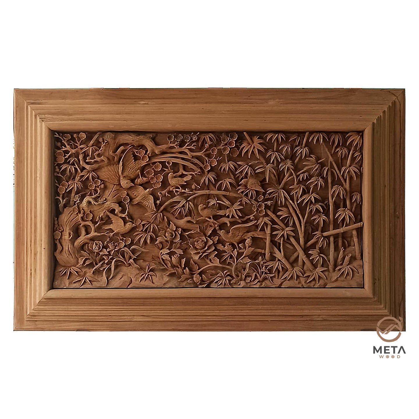 Personalized Realistic Diorama Landscape Wood Carving, Bas - Relief Sculpture Art - Meta Wood - Size 1 - 19.6" W x 19.6" H x 2.7" D Inches (500mm * 500 mm * 70 mm)