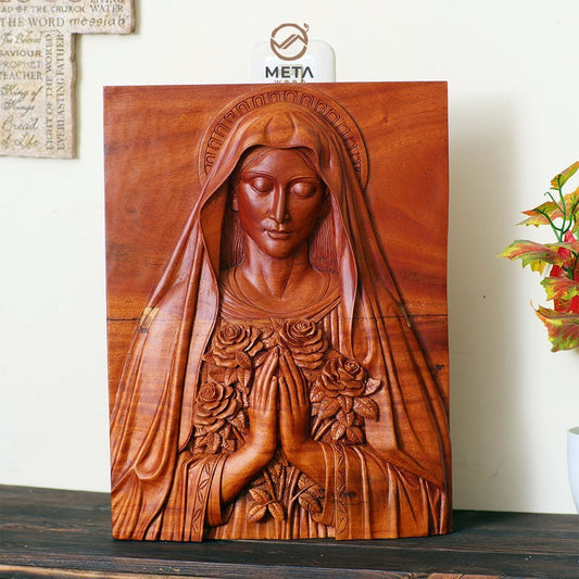 Portrait Carving, The Blessed Virgin Marry Icon - Meta Wood -