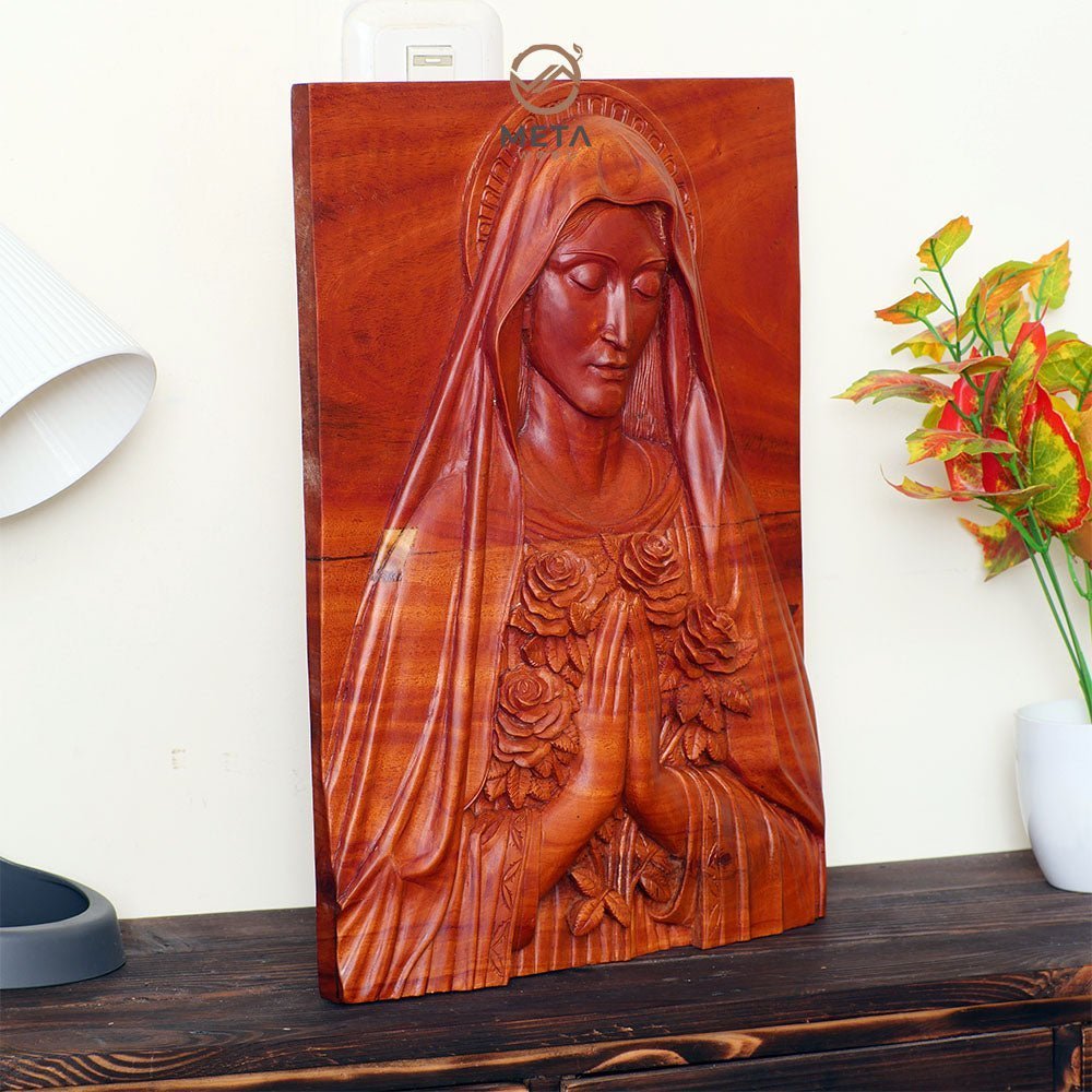 Portrait Carving, The Blessed Virgin Marry Icon - Meta Wood -