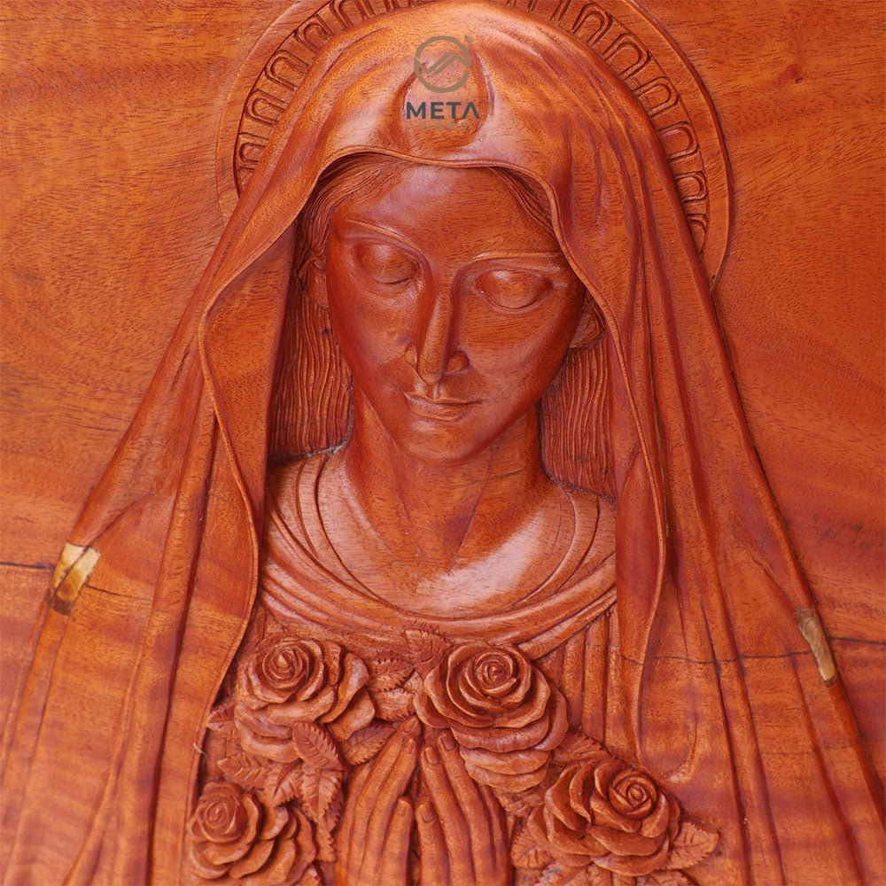 Portrait Carving, The Blessed Virgin Marry Icon - Meta Wood -