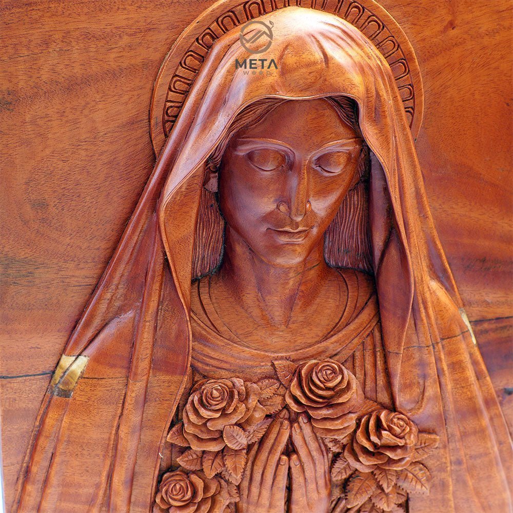 Portrait Carving, The Blessed Virgin Marry Icon - Meta Wood -