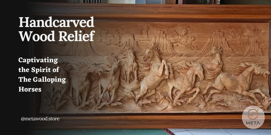 Handcarved Wood Relief: Captivating the Spirit of the Galloping Horse - Meta Wood 