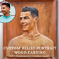 Custom 3D Portrait Wood Carving, Hand carved Photo Wood Relief Art, Personalised Realistic Human Face Wood Sculpture, Christiano Ronaldo Portrait Wood Art