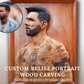Custom 3D Portrait Wood Carving, Hand carved Photo Wood Relief Art, Personalised Realistic Human Face Wood Sculpture, Lionel Messi Portrait Wood Art