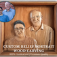 Custom 3D Double Portrait Wood Carving, Hand carved Photo Wood Relief Art, Personalised Realistic Human Face Wood Sculpture, Father Mother Portrait Wood Art