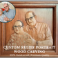 Custom 3D Couple Portrait Wood Carving, Hand carved Photo Wood Relief Art, Personalised Realistic Human Face Wood Sculpture, Parents Portrait Wood Art