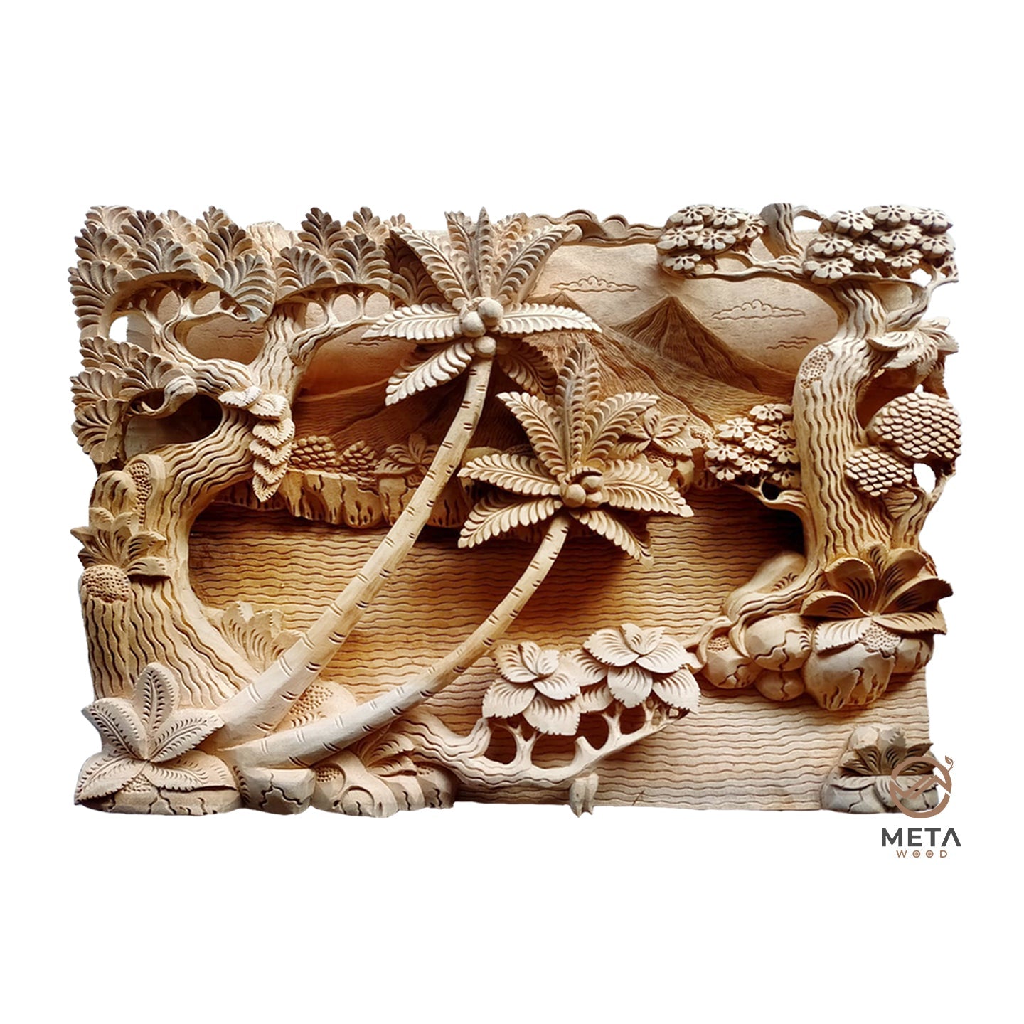 Balinese Carving Art : Bali Landscape - Meta Wood - Dark Brown Stained