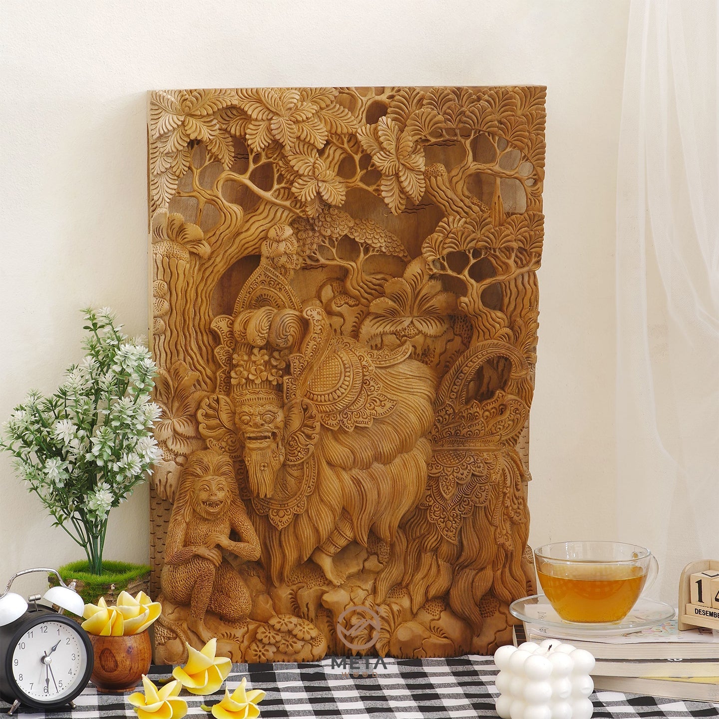 Balinese Carving Art : Balinese Barong Dance - Meta Wood - Dark Brown Stained