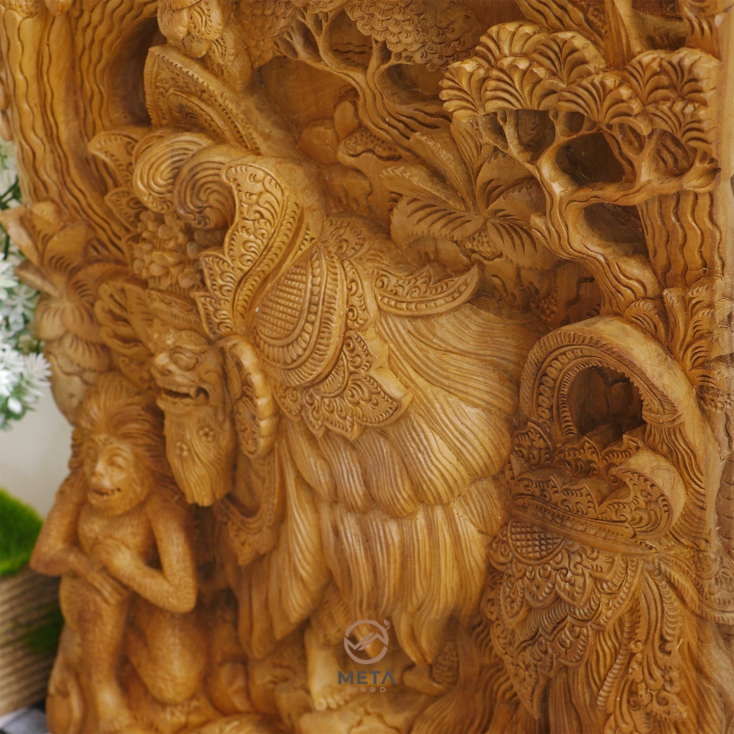 Balinese Carving Art : Balinese Barong Dance - Meta Wood - Dark Brown Stained