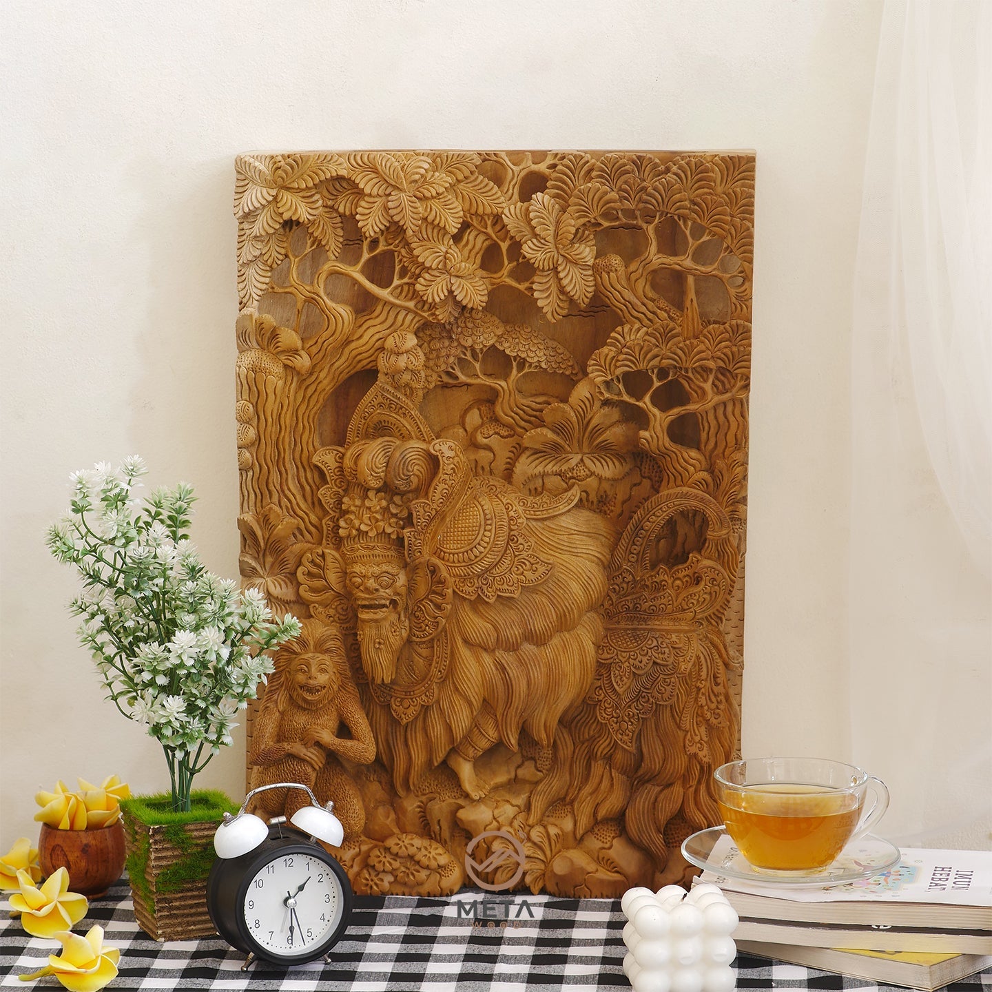 Balinese Carving Art : Balinese Barong Dance - Meta Wood - Dark Brown Stained