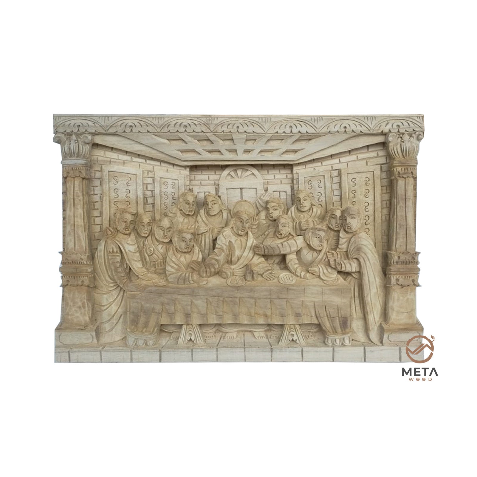 Balinese Carving Art : Jesus Last Supper - Meta Wood - Dark Brown Stained