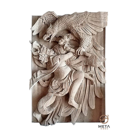 Balinese Carving Art : Kidnapping Shinta - Meta Wood - Dark Brown Stained