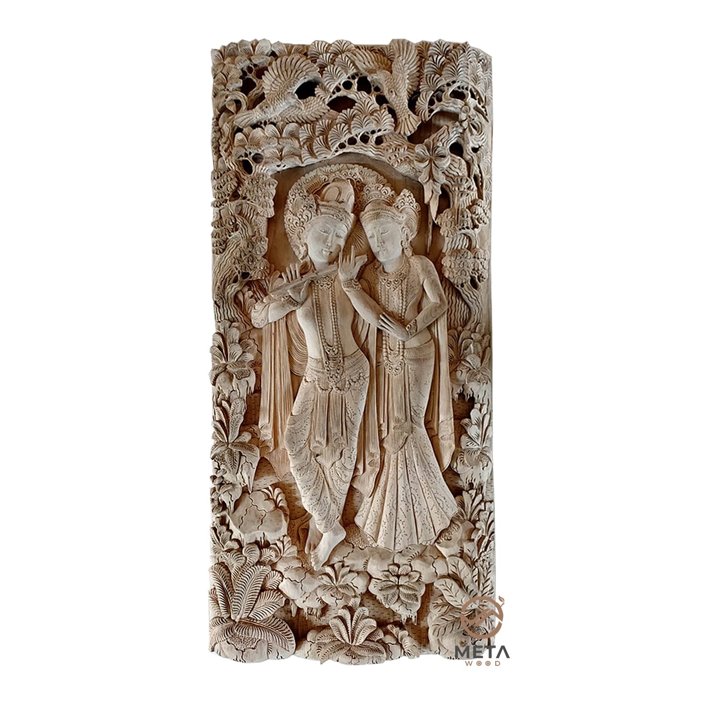 Balinese Carving Art : Radha and Khrisna - Meta Wood - Dark Brown Stained