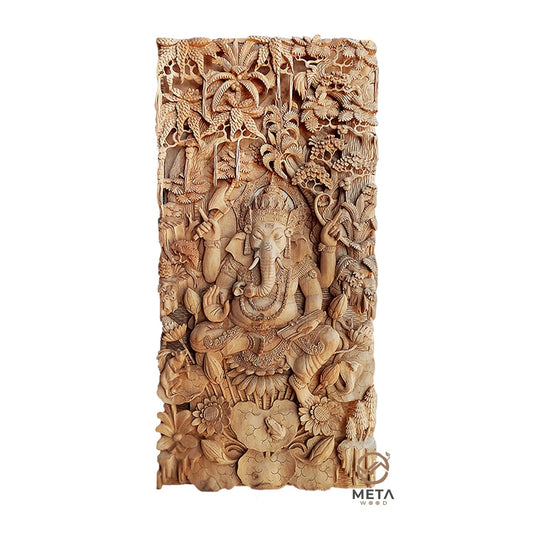 Balinese Carving Art : The Hindu God Ganesha - Meta Wood - Dark Brown Stained