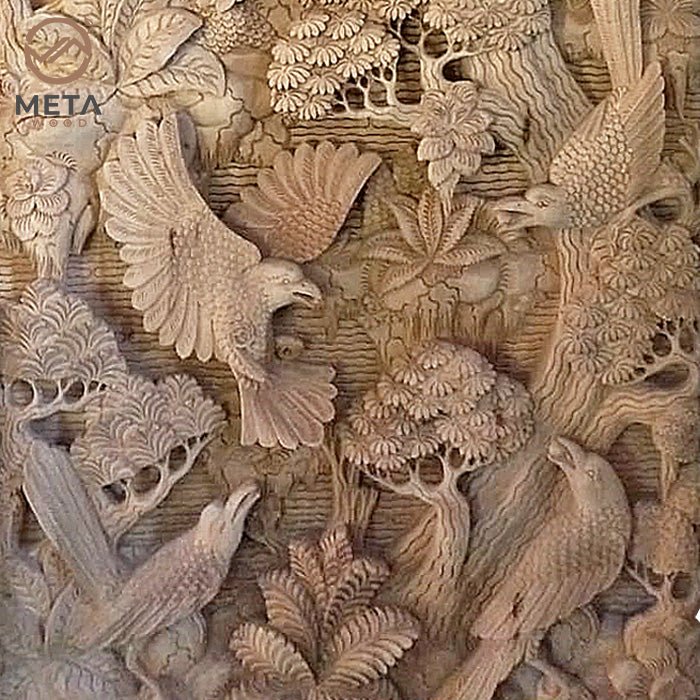 Balinese Carving Art : Unkindness of Ravens - Meta Wood - Dark Brown Stained