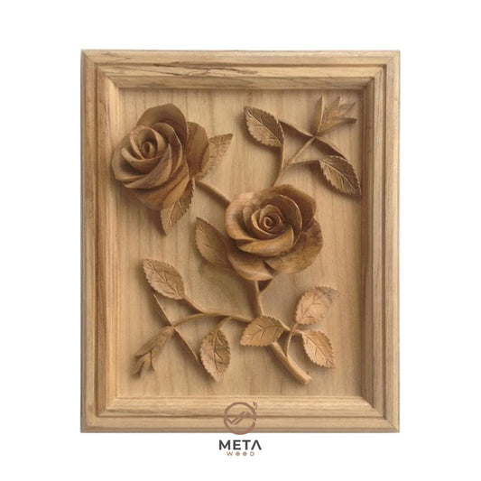 Floral Carving : Rose Flower (25x30cm) - Meta Wood - 