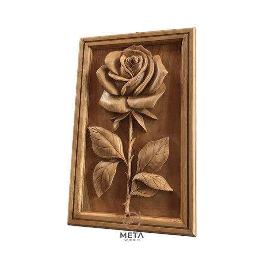 Floral Carving : Rose Flower (25x40cm) - Meta Wood - 