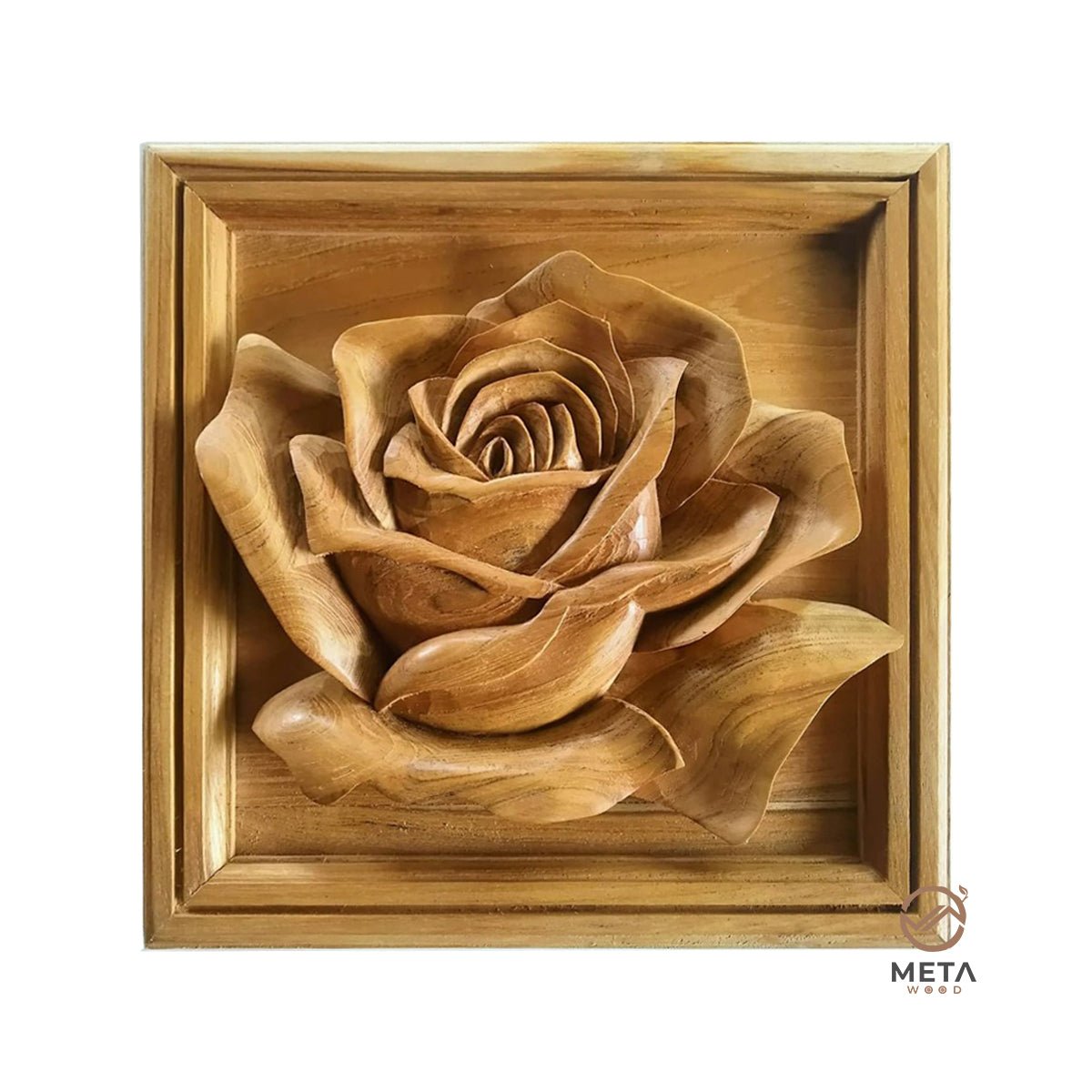 Floral Carving : Rose Flower (30x30cm) - Meta Wood - 