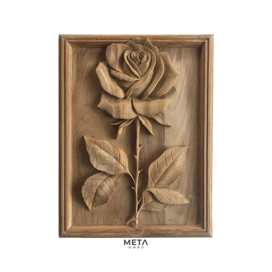 Floral Carving : Rose Flower (30x40cm) - Meta Wood - 