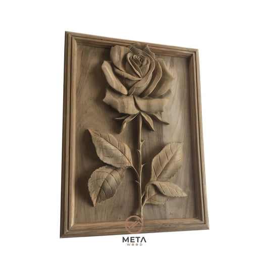 Floral Carving : Rose Flower (30x40cm) - Meta Wood - 
