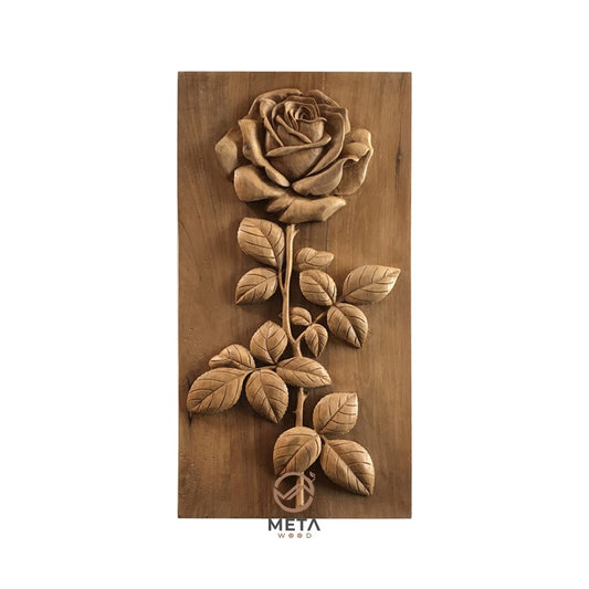 Floral Carving : Rose Flower (30x60cm) - Meta Wood - 