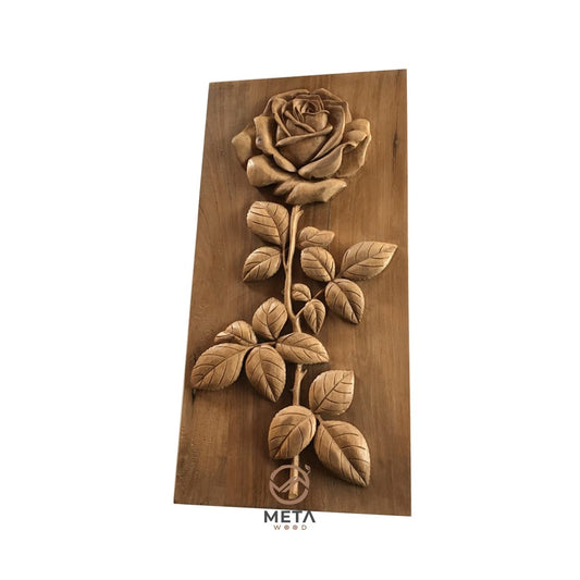 Floral Carving : Rose Flower (30x60cm) - Meta Wood - 