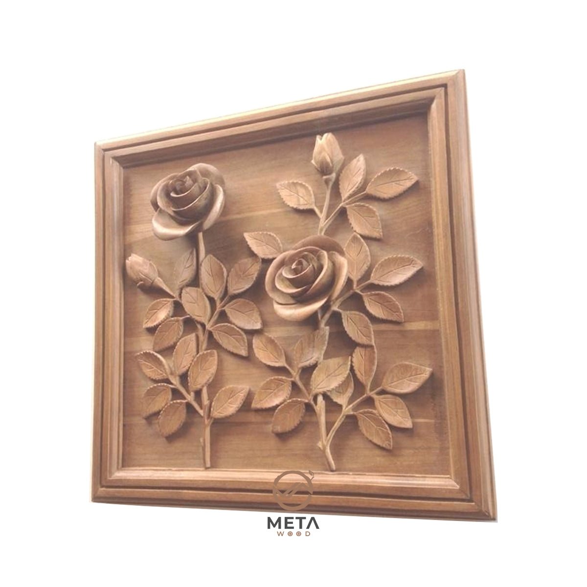 Floral Carving : Roses Flower (40x40cm) - Meta Wood - 