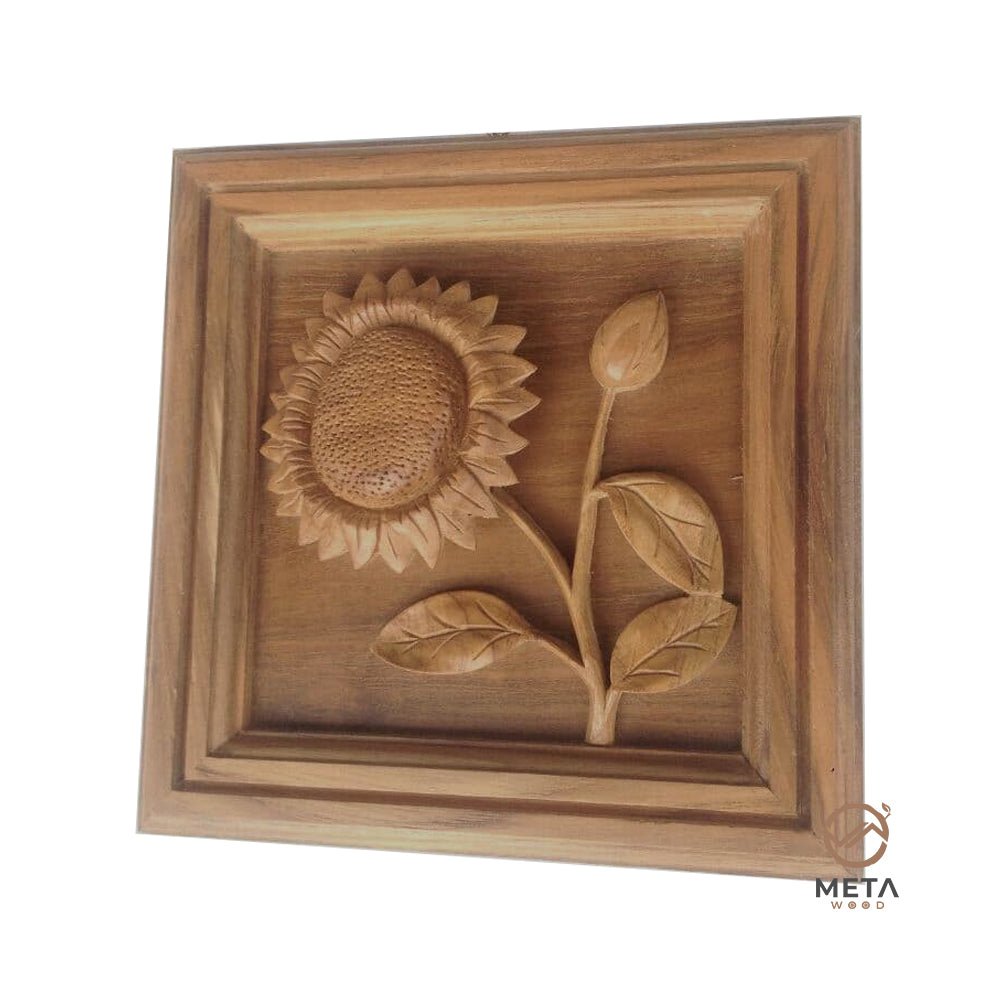 Floral Carving : Sunflower (20x20cm) - Meta Wood - 