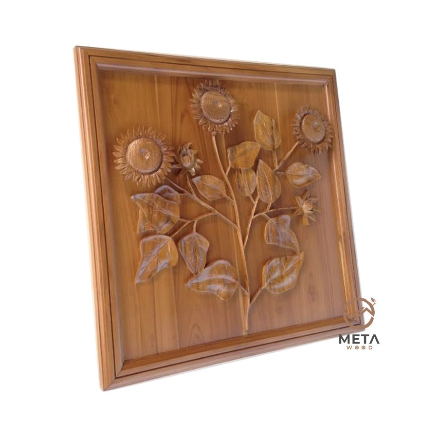 Floral Carving : Sunflowers (60x60cm) - Meta Wood - 