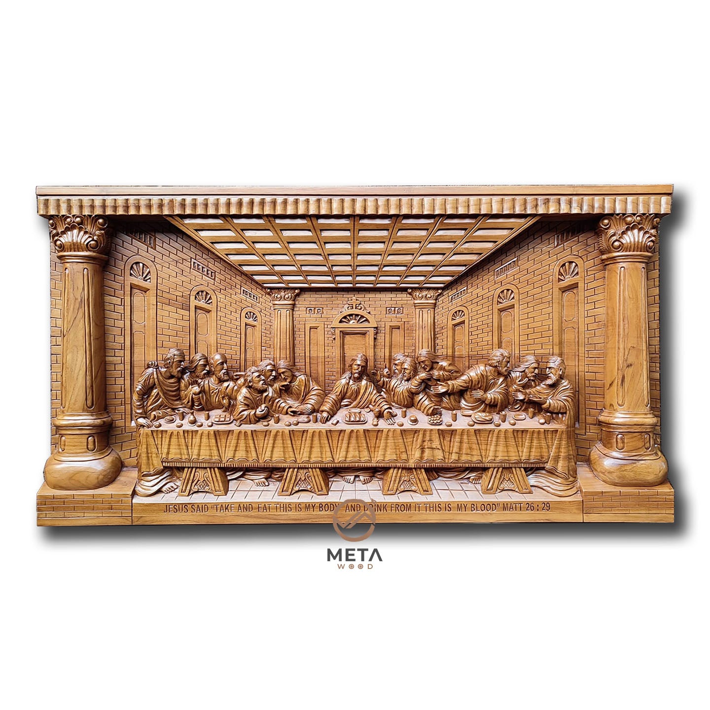 Elevate Your Space with Jesus Last Supper Wall Art - Reverent Addition to Churches. Transform your surroundings with spiritual significance. A must-have for wood carving admirers.