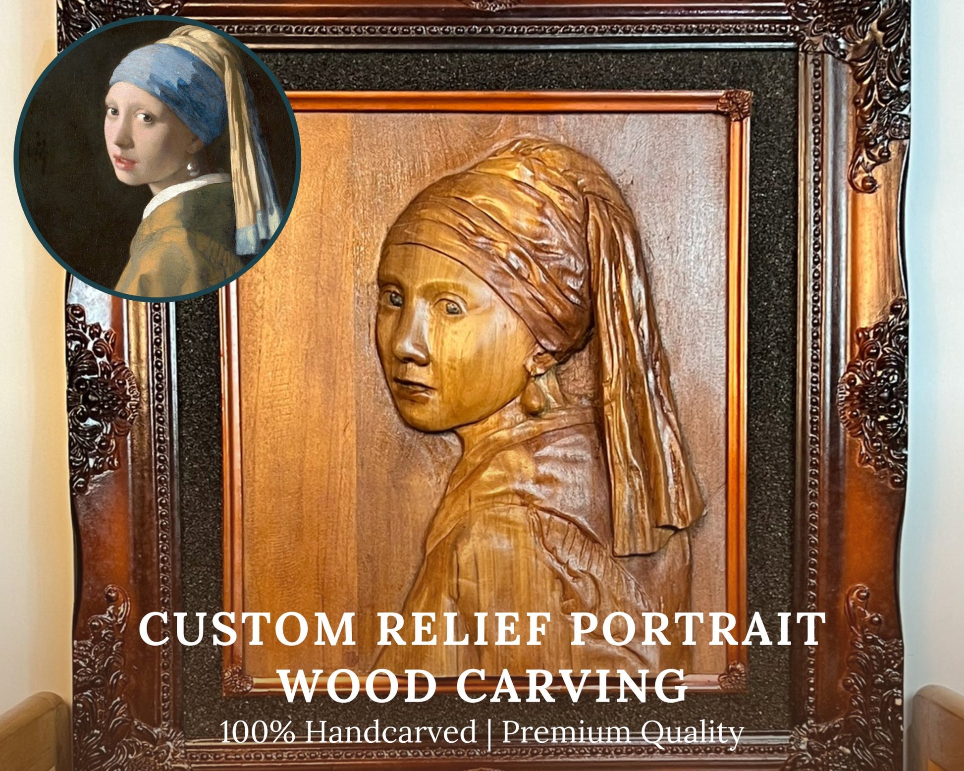 Personalized Custom 3D Realistic Single Photo Portrait Wood Relief Carving - Meta Wood - Size 1 - 7.8" W x 11.8" H Inches (20cm x 30 cm)