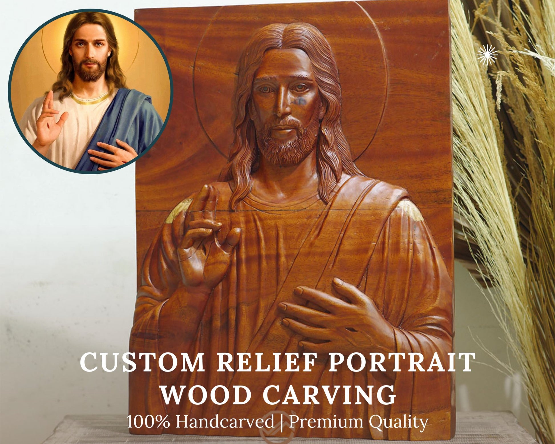 Personalized Custom 3D Realistic Single Photo Portrait Wood Relief Carving - Meta Wood - Size 1 - 7.8" W x 11.8" H Inches (20cm x 30 cm)