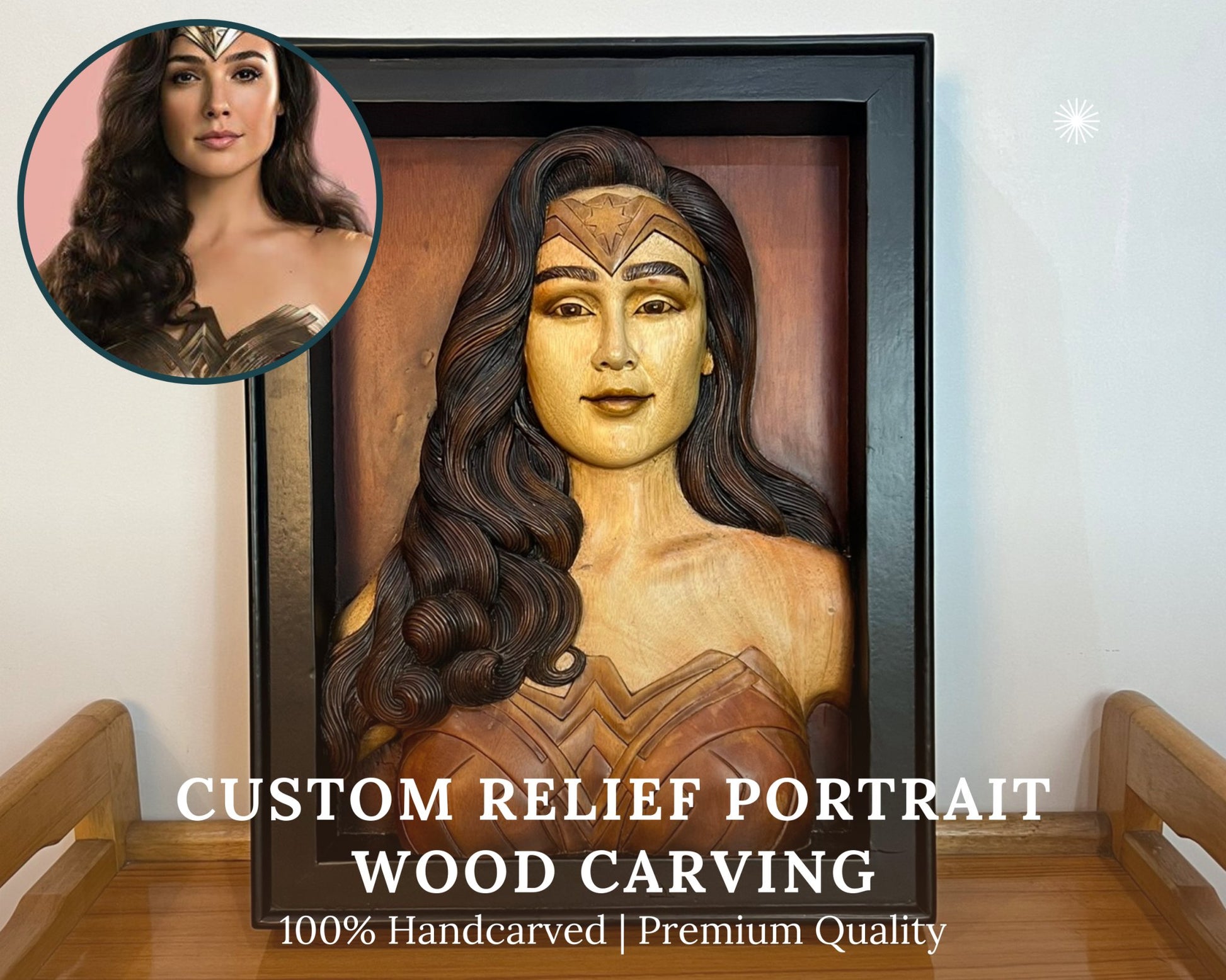 Personalized Custom 3D Realistic Single Photo Portrait Wood Relief Carving - Meta Wood - Size 1 - 7.8" W x 11.8" H Inches (20cm x 30 cm)