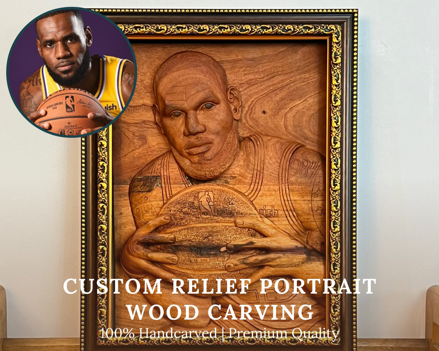 Personalized Custom 3D Realistic Single Photo Portrait Wood Relief Carving - Meta Wood - Size 1 - 7.8" W x 11.8" H Inches (20cm x 30 cm)